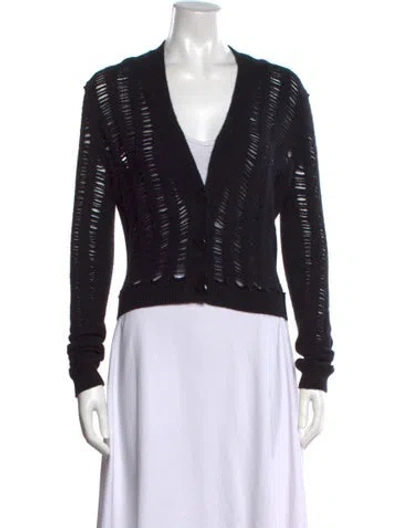 Pre-owned Stella Mccartney Virgin Wool V-neck Sweater In Black