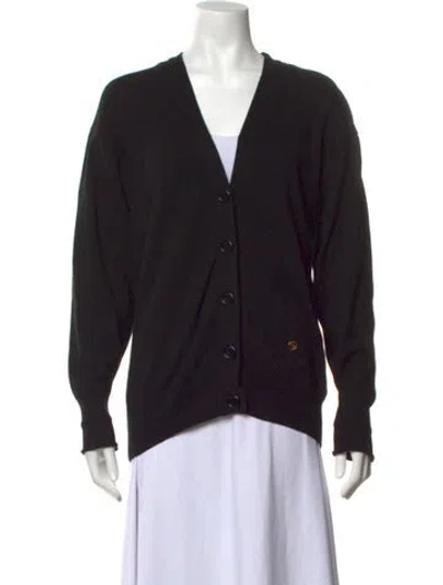 Pre-owned Stella Mccartney Virgin Wool V-neck Sweater In Black
