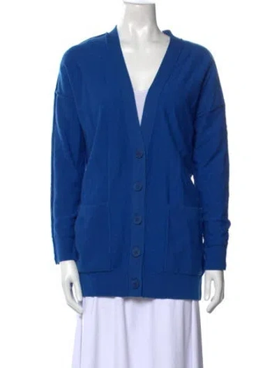 Pre-owned Stella Mccartney Virgin Wool V-neck Sweater In Blue