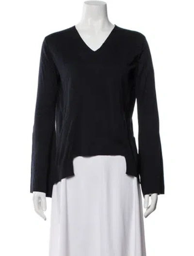 Pre-owned Stella Mccartney Virgin Wool V-neck Sweater In Blue