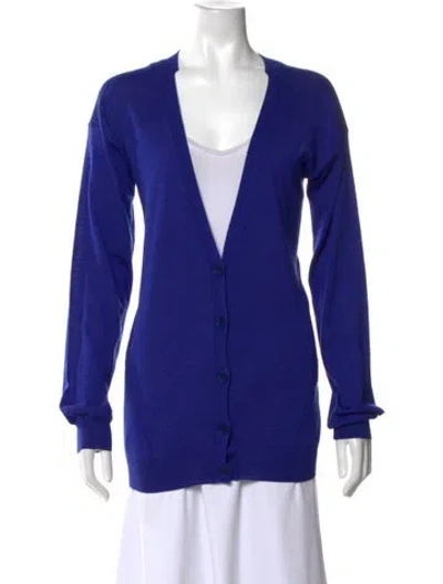 Pre-owned Stella Mccartney Virgin Wool V-neck Sweater In Blue