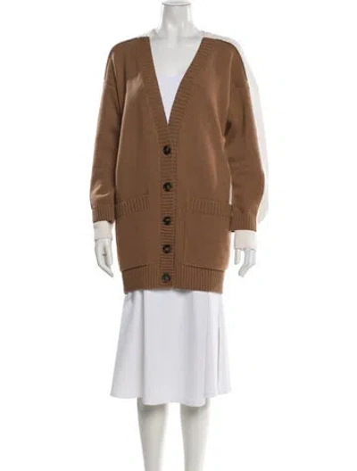 Pre-owned Stella Mccartney Virgin Wool V-neck Sweater In Brown