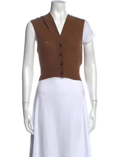 Pre-owned Stella Mccartney Virgin Wool V-neck Sweater In Brown