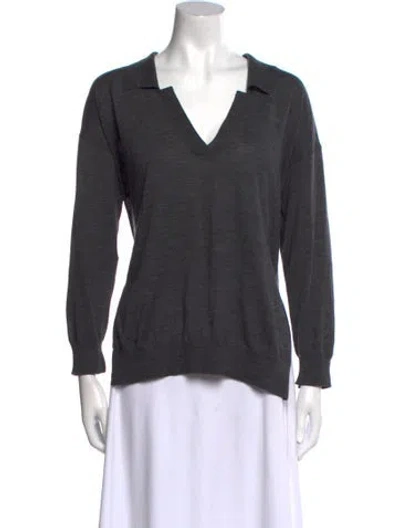 Pre-owned Stella Mccartney Virgin Wool V-neck Sweater In Gray