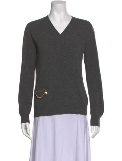 Pre-owned Stella Mccartney Virgin Wool V-neck Sweater In Gray
