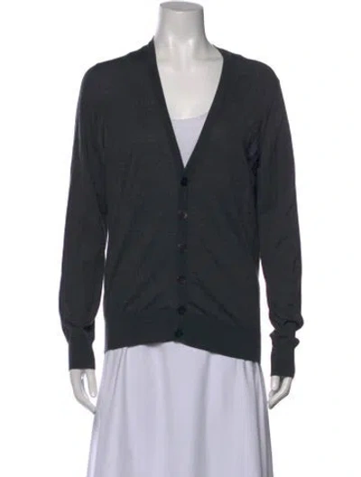 Pre-owned Stella Mccartney Virgin Wool V-neck Sweater In Gray