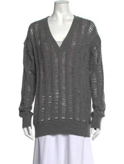 Pre-owned Stella Mccartney Virgin Wool V-neck Sweater In Grey