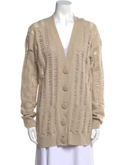 Pre-owned Stella Mccartney Virgin Wool V-neck Sweater In Neutral