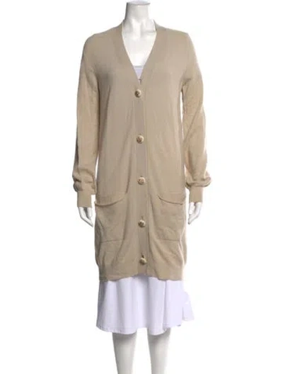 Pre-owned Stella Mccartney Virgin Wool V-neck Sweater In Neutrals
