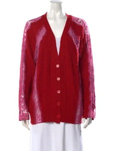 Pre-owned Stella Mccartney Virgin Wool V-neck Sweater In Red