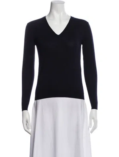 Pre-owned Stella Mccartney Virgin Wool V-neck Top In Blue