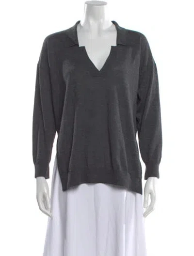 Pre-owned Stella Mccartney Virgin Wool V-neck Top In Gray