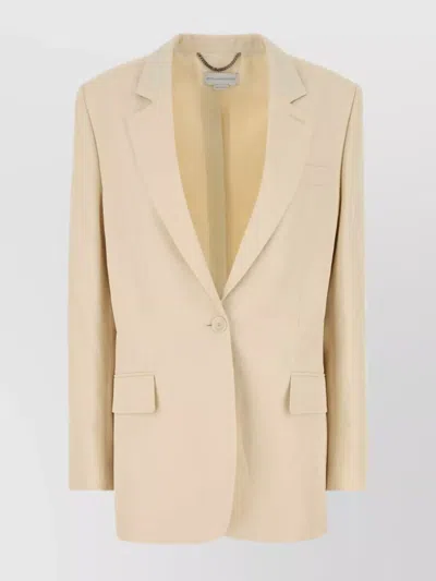 Stella Mccartney Viscose Blend Blazer With Buttoned Cuffs In Beige