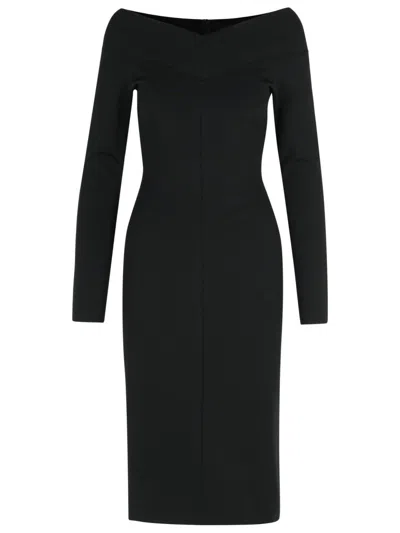 Stella Mccartney Viscose Blend Midi Dress With Exposed Shoulders In Black