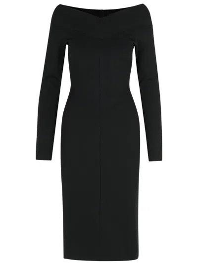 STELLA MCCARTNEY VISCOSE BLEND MIDI DRESS WITH EXPOSED SHOULDERS