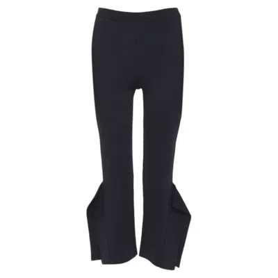 Stella Mccartney Viscose Blend Panel Hem Stretch Cropped Pants In Black