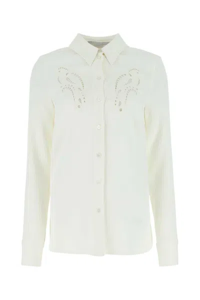 Stella Mccartney Petal Crochet Compact Crepe Shirt In Beige