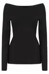 Stella Mccartney Womens Off-shoulder Long-sleeve Compact-knit Top Black In Black