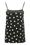 Stella Mccartney Mesh Detail Polka Dot Spaghetti Strap Top In Black