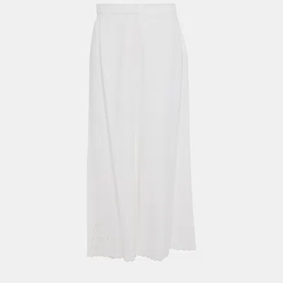 Pre-owned Stella Mccartney Viscose Wide Leg Trousers 36 In White