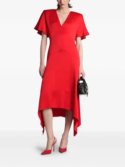 Stella Mccartney V-neck Asymmetric Dress In Red