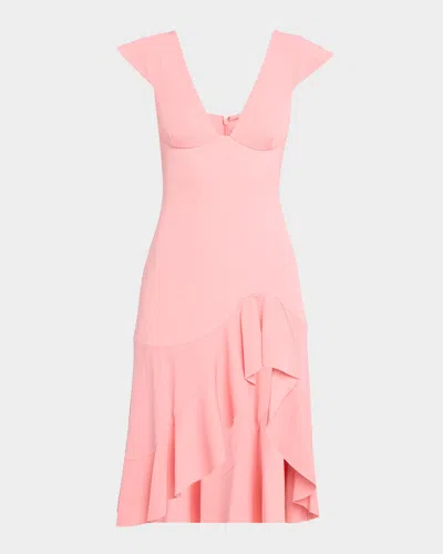 Stella Mccartney V-neck Cap-sleeve Ruffled Dress In Pink