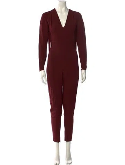 Pre-owned Stella Mccartney V-neck Jumpsuit In Burgundy