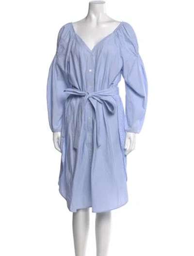 Pre-owned Stella Mccartney V-neck Knee-length Dress In Blue