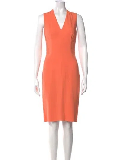 Pre-owned Stella Mccartney V-neck Knee-length Dress In Orange
