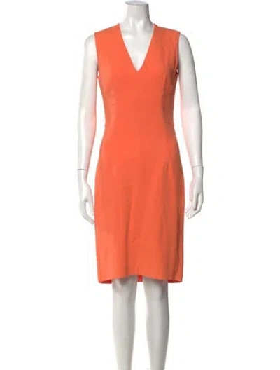 Pre-owned Stella Mccartney V-neck Knee-length Dress In Orange