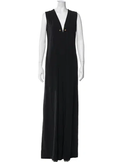 Pre-owned Stella Mccartney V-neck Long Dress In Black