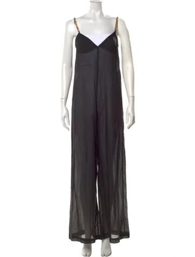 Pre-owned Stella Mccartney V-neck Long Dress In Black