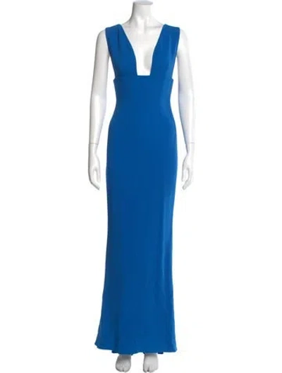 Pre-owned Stella Mccartney V-neck Long Dress In Blue