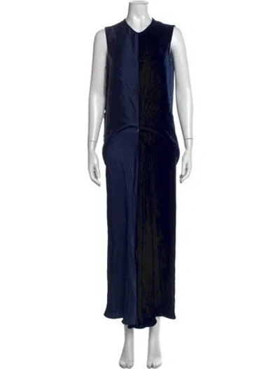 Pre-owned Stella Mccartney V-neck Long Dress In Blue