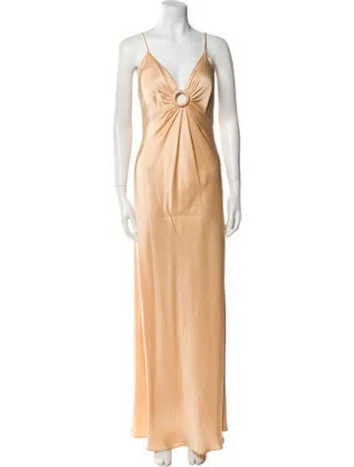 Pre-owned Stella Mccartney V-neck Long Dress In Neutral