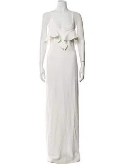 Pre-owned Stella Mccartney V-neck Long Dress In Neutral