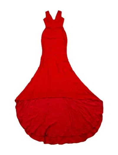 Pre-owned Stella Mccartney V-neck Long Dress In Orange