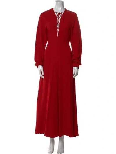 Pre-owned Stella Mccartney V-neck Long Dress In Red