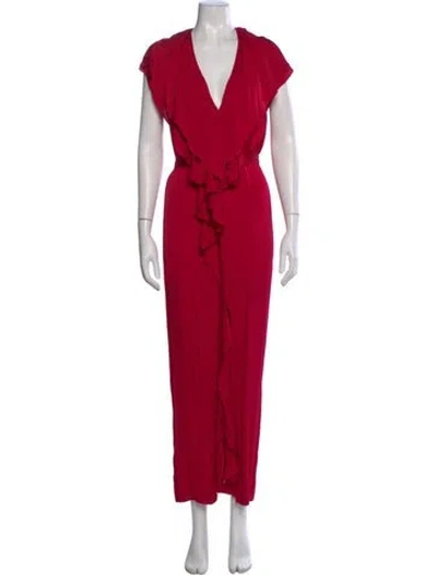 Pre-owned Stella Mccartney V-neck Long Dress In Red