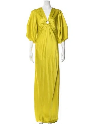 Pre-owned Stella Mccartney V-neck Long Dress In Yellow