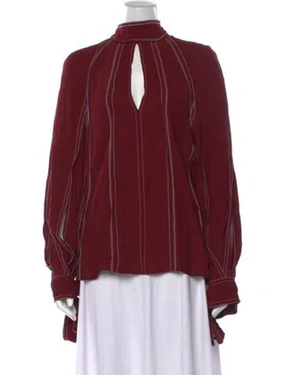Pre-owned Stella Mccartney V-neck Long Sleeve Blouse In Burgundy