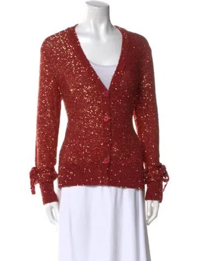 Pre-owned Stella Mccartney V-neck Long Sleeve Blouse In Red