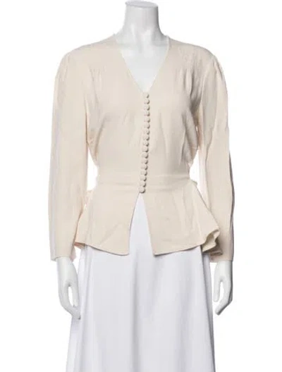 Pre-owned Stella Mccartney V-neck Long Sleeve Blouse W/ Tags In Neutral