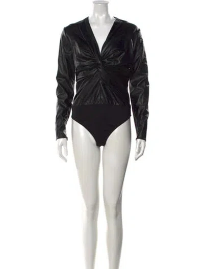 Pre-owned Stella Mccartney V-neck Long Sleeve Bodysuit In Black