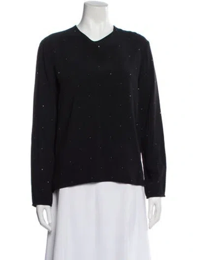 Pre-owned Stella Mccartney V-neck Long Sleeve Top In Black