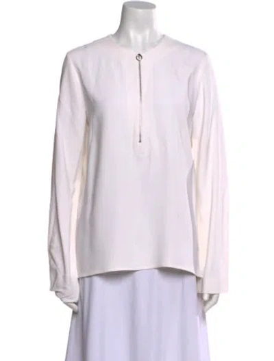 Pre-owned Stella Mccartney V-neck Long Sleeve Tunic In White