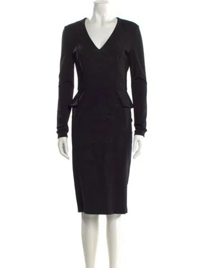 Pre-owned Stella Mccartney V-neck Midi Length Dress In Black