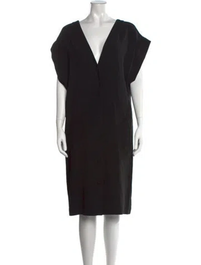 Pre-owned Stella Mccartney V-neck Midi Length Dress In Black