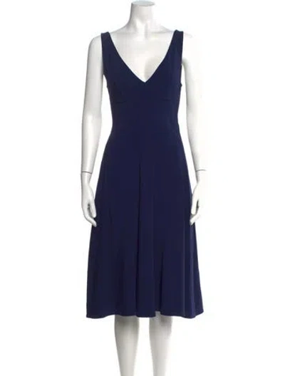 Pre-owned Stella Mccartney V-neck Midi Length Dress In Blue