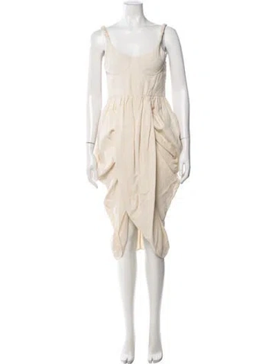 Pre-owned Stella Mccartney V-neck Midi Length Dress In Neutral
